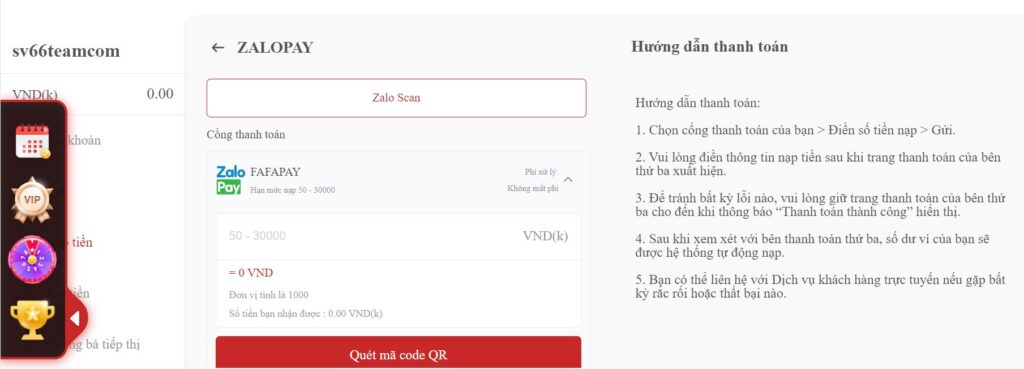 Nạp tiền SV66 - Hướng dẫn qua 4 phương thức giao dịch 13 Nạp tiền qua zalopay như thế nào?